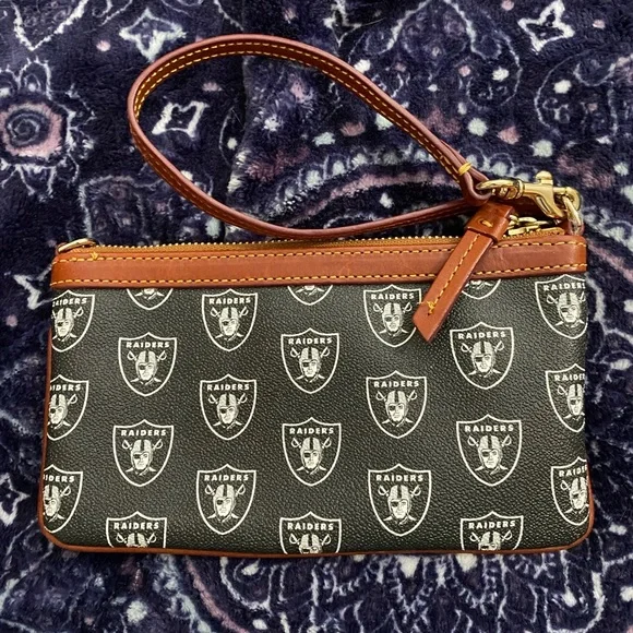 Dooney & Bourke Raiders Black Wristlet - Picture 2 of 3